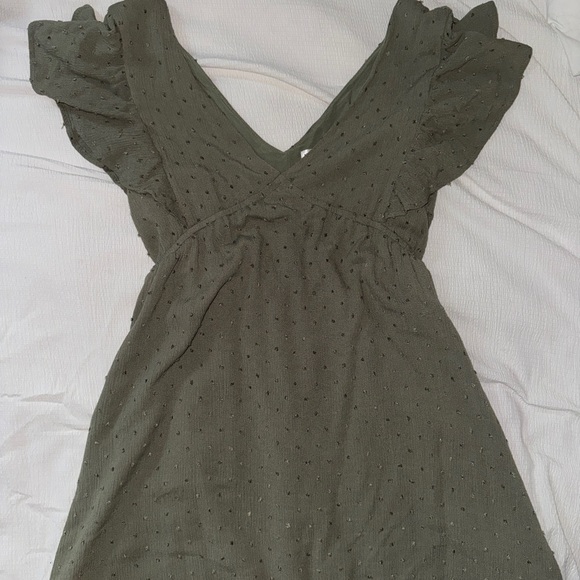 Flirty Khaki Green Summer Dress Size S - Picture 4 of 4